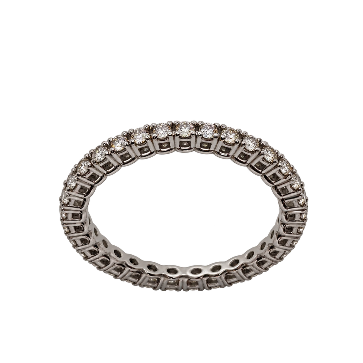 Anello Eternity Oro Bianco 18kt con Diamanti Naturali griff | Atelier Orafo | nudo