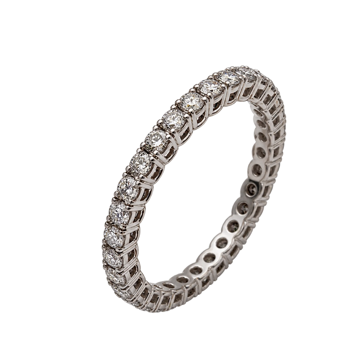 Anello Eternity Oro Bianco 18kt con Diamanti Naturali griff | Atelier Orafo | nudo2