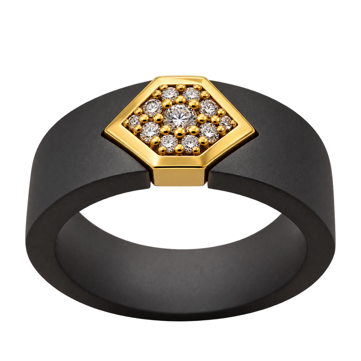 Anello Fascia Titanio Grigio Oro 18kt Diamanti Naturali | Atelier Orafo | nudo