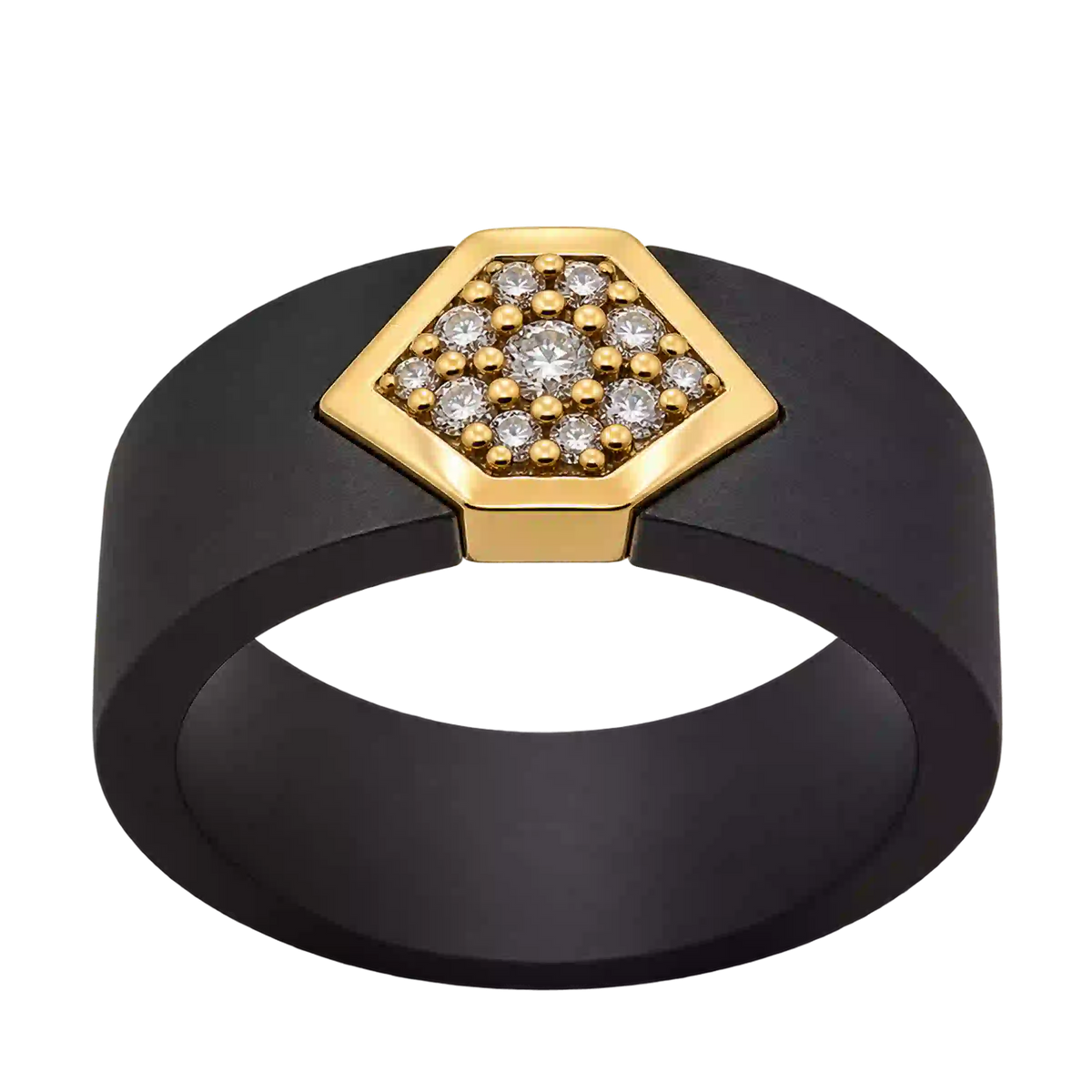 Anello Fascia Titanio Nero Oro 18kt Diamanti Naturali | Atelier Orafo | nudo