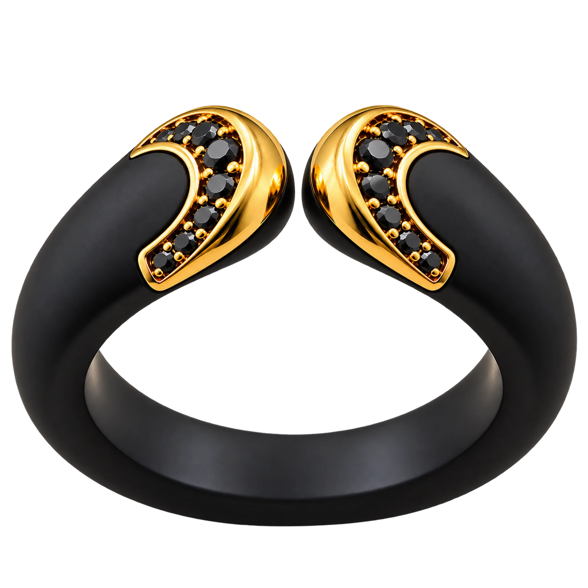 Anello Fascia Titanio Oro 18kt Diamanti Neri Naturali | Atelier Orafo | nudo