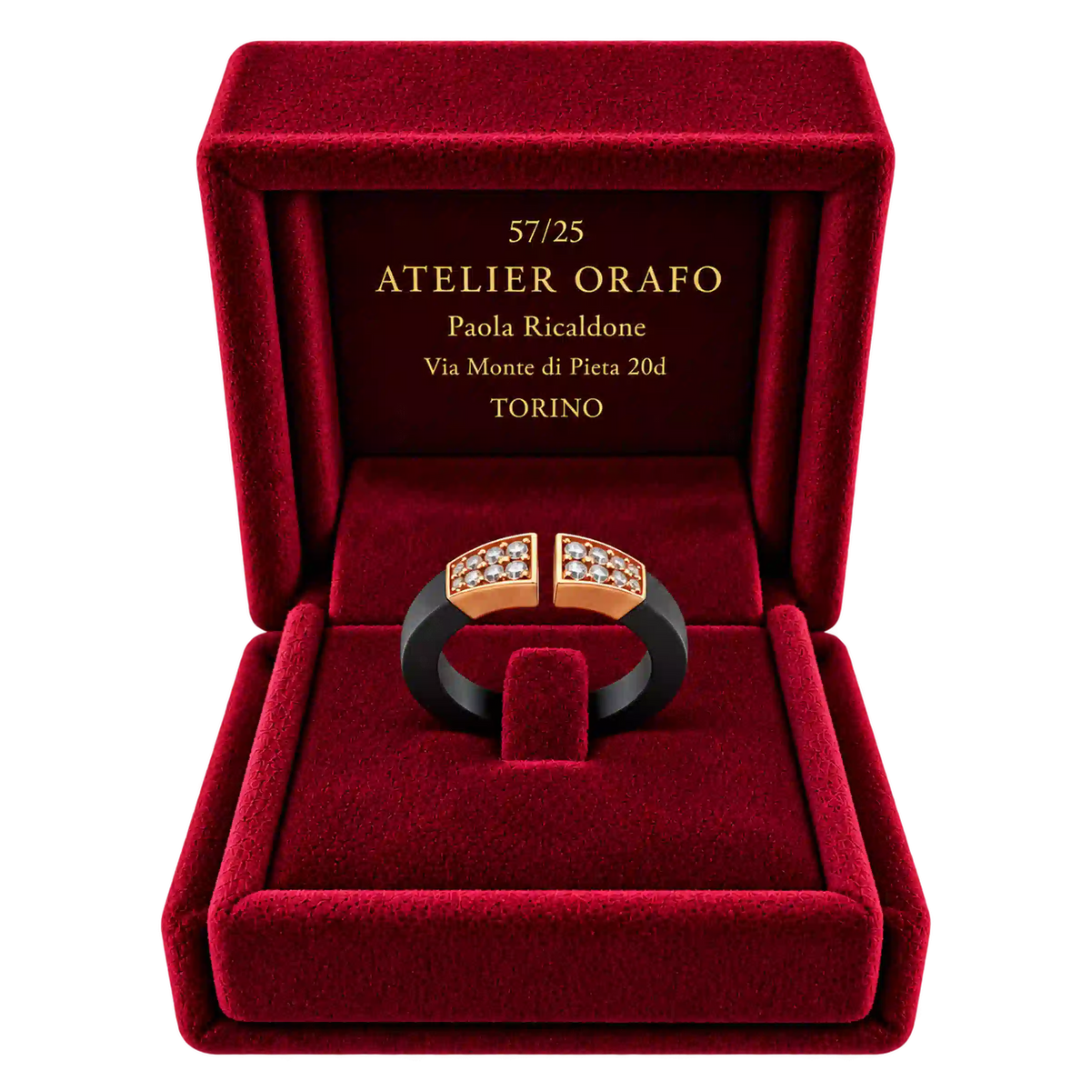 Anello Fascia Ttanio Oro 18kt Diamanti Naturali | Atelier Orafo | scatola