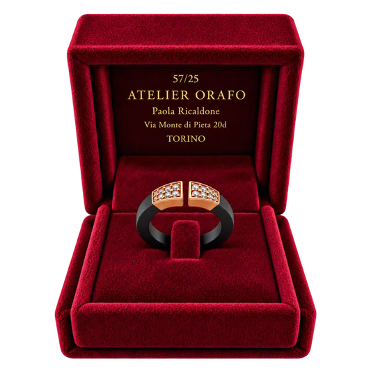Anello Fascia Ttanio Oro 18kt Diamanti Naturali | Atelier Orafo | scatola