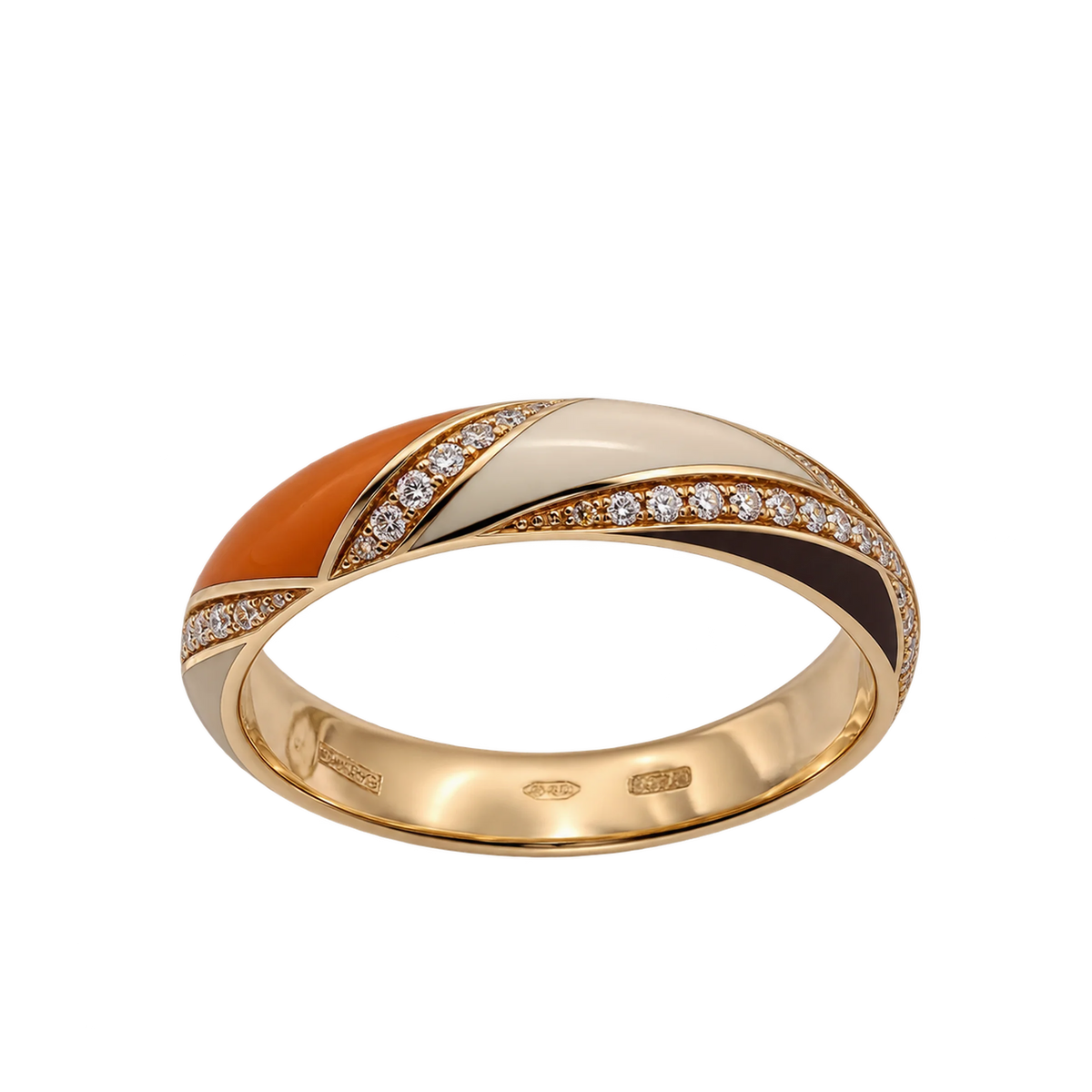 Anello Fede Hyceram Oro Giallo con Diamanti Naturali | Atelier Orafo | nudo