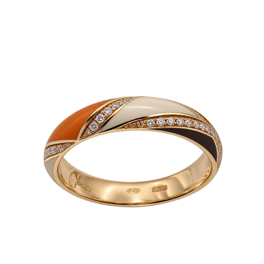 Anello Fede Hyceram Oro Giallo con Diamanti Naturali | Atelier Orafo | nudo