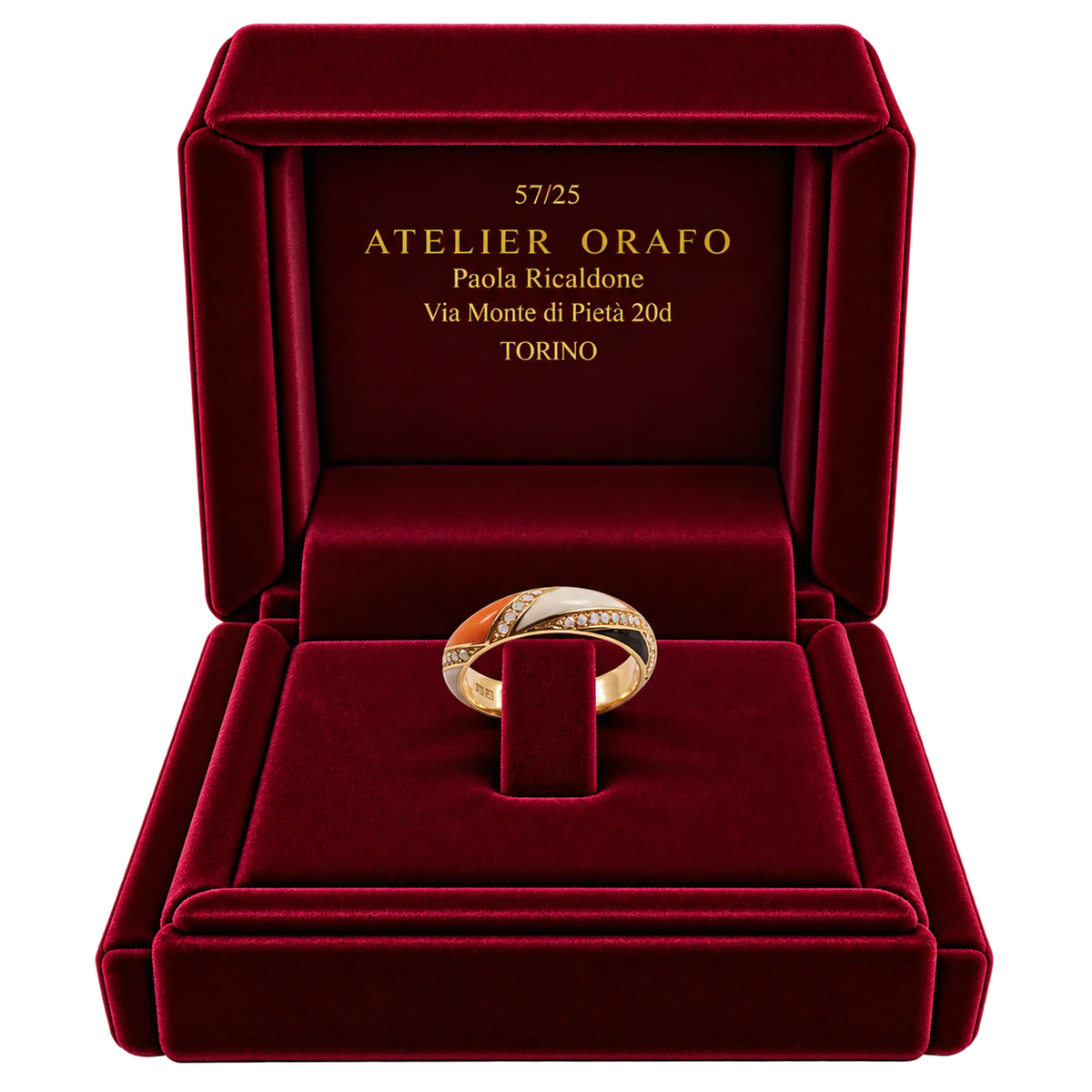 Anello Fede Hyceram Oro Giallo con Diamanti Naturali | Atelier Orafo | scatola2
