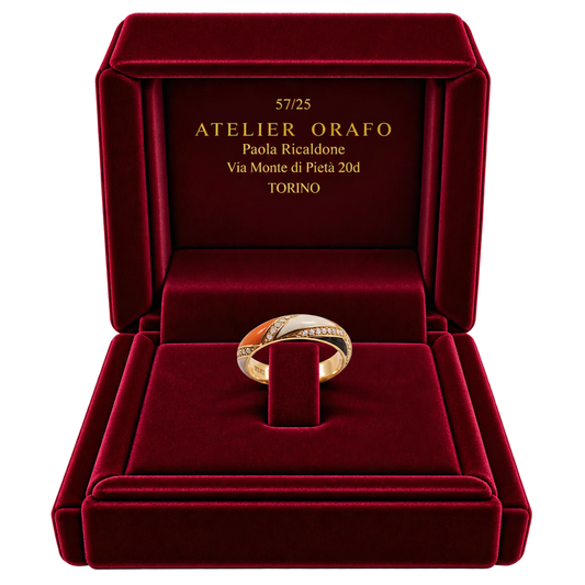 Anello Fede Hyceram Oro Giallo con Diamanti Naturali | Atelier Orafo | scatola2
