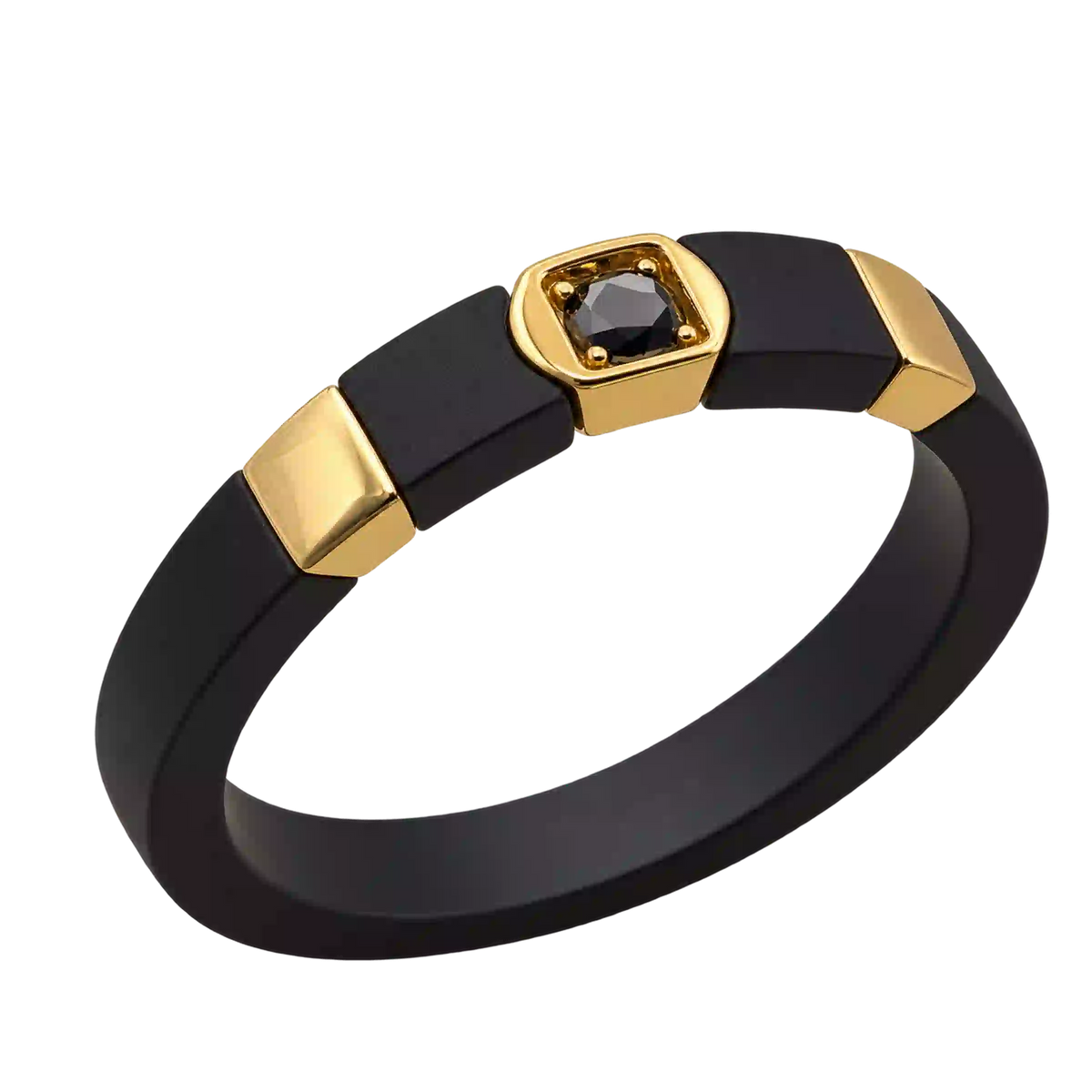 Anello Fede Titanio Oro 18kt Diamante Nero Naturale | Atelier Orafo | nudo2