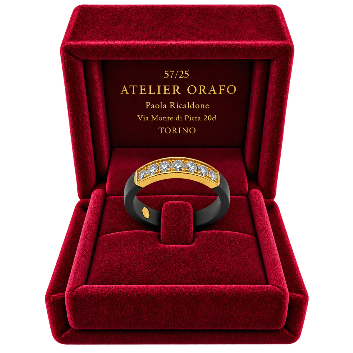 Anello Fede Titanio Oro 18kt Diamanti Naturali | Atelier Orafo | scatola