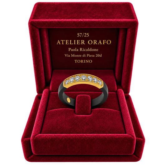 Anello Fede Titanio Oro 18kt Diamanti Naturali | Atelier Orafo | scatola