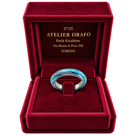 Anello Fedina Argento 925 Hyceram Azzurro Turchese | Atelier Orafo | scatola