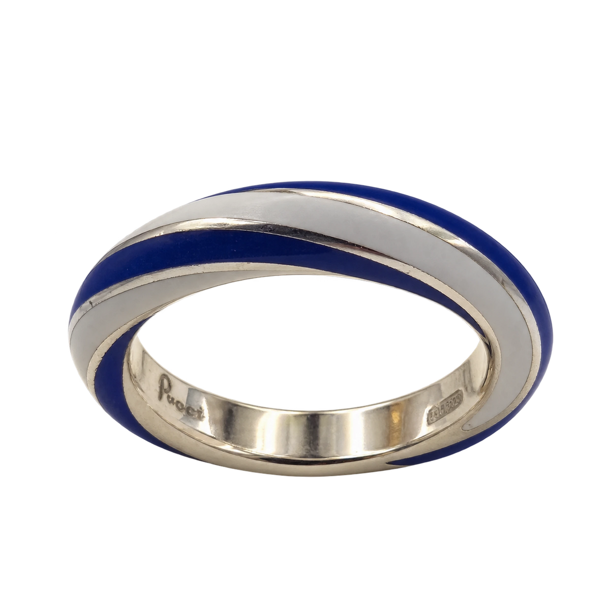 Anello Fedina Argento 925 Hyceram Bianco Blu | Atelier Orafo | nudo