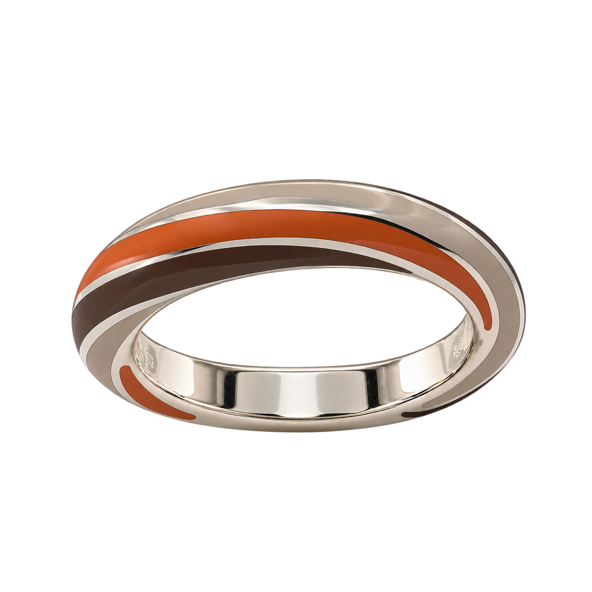 Anello Fedina Argento 925 Hyceram Cacao Arancio Avorio | Atelier Orafo | nudo