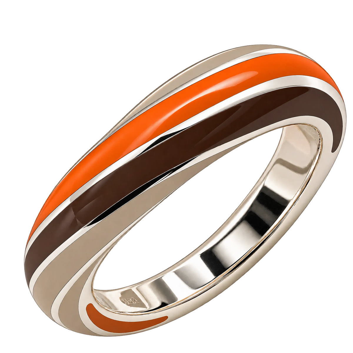 Anello Fedina Argento 925 Hyceram Cacao Arancio Avorio | Atelier Orafo | nudo2
