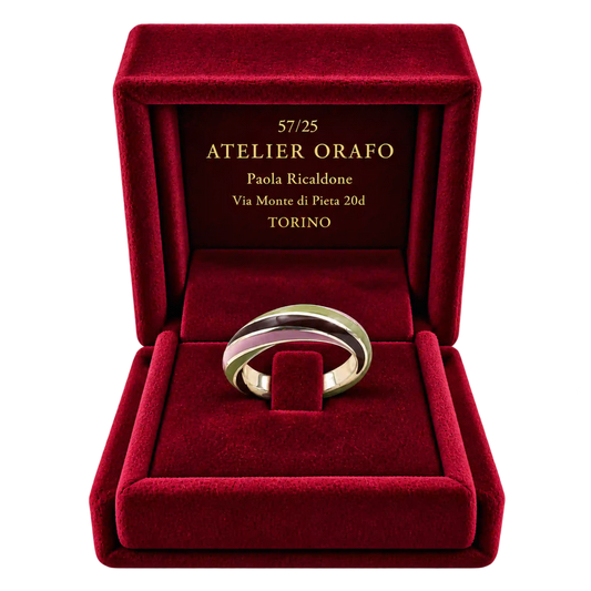 Anello Fedina Argento 925 Hyceram Rosa Cacao Verde | Atelier Orafo | scatola