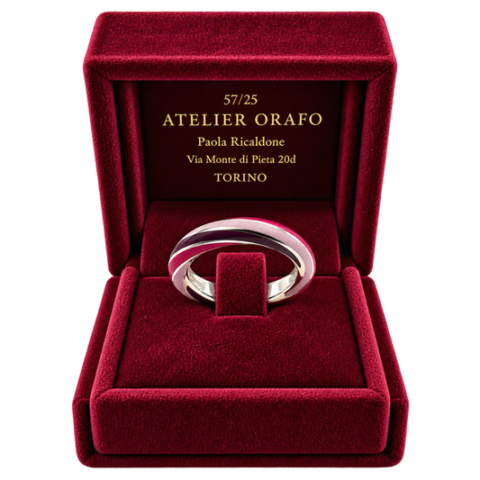 Anello Fedina Argento 925 Hyceram Rosa LIlla Prugna | Atelier Orafo | scatola