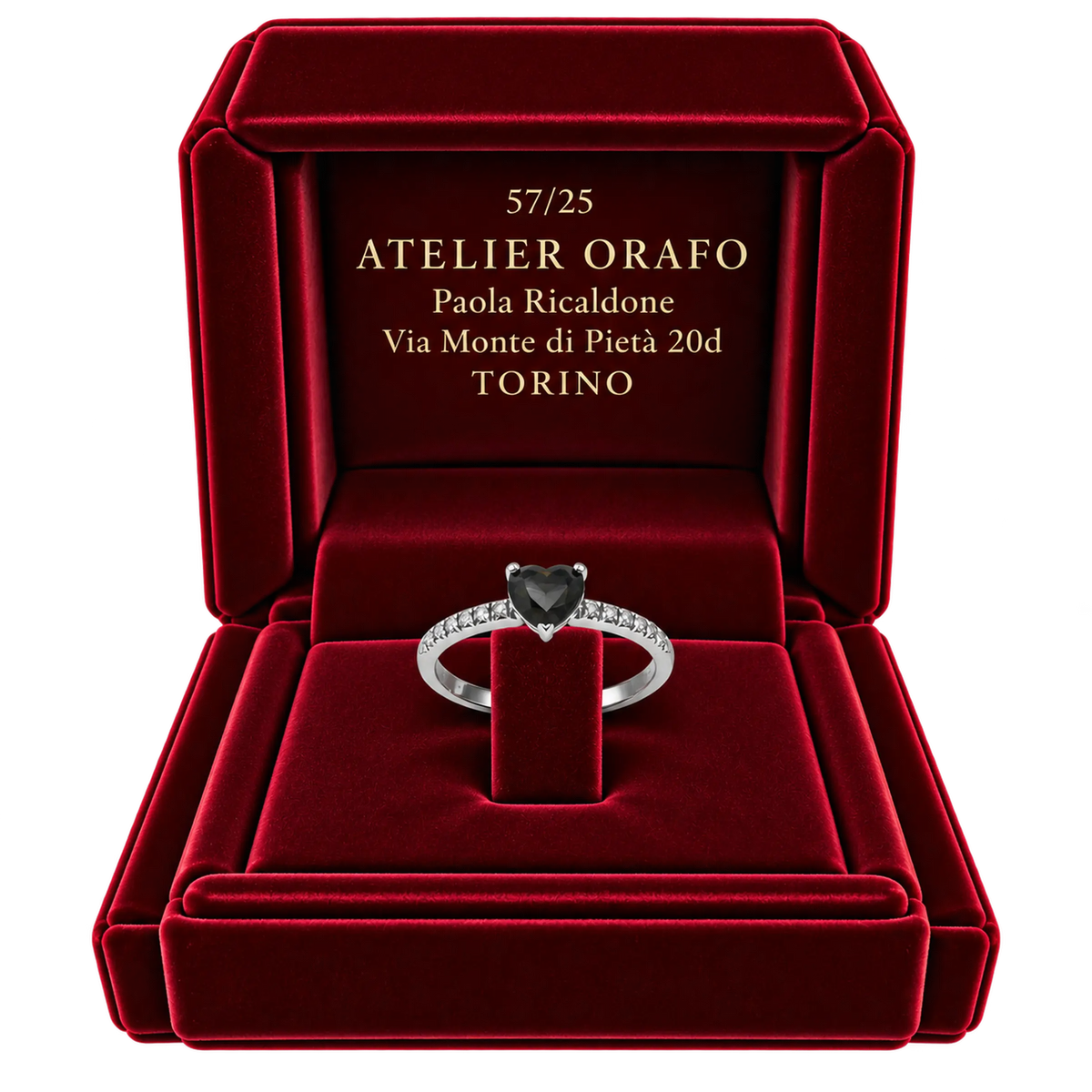 Anello Fedina Oro Bianco 18kt con Diamanti Naturali e Iolite Naturale | Atelier Orafo | scatola