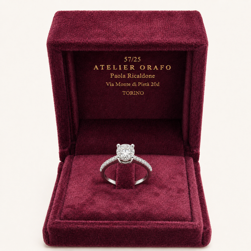 Anello Oro Bianco 18 kt con  Diamanti naturali con scatola | Atelier Orafo | Scatola
