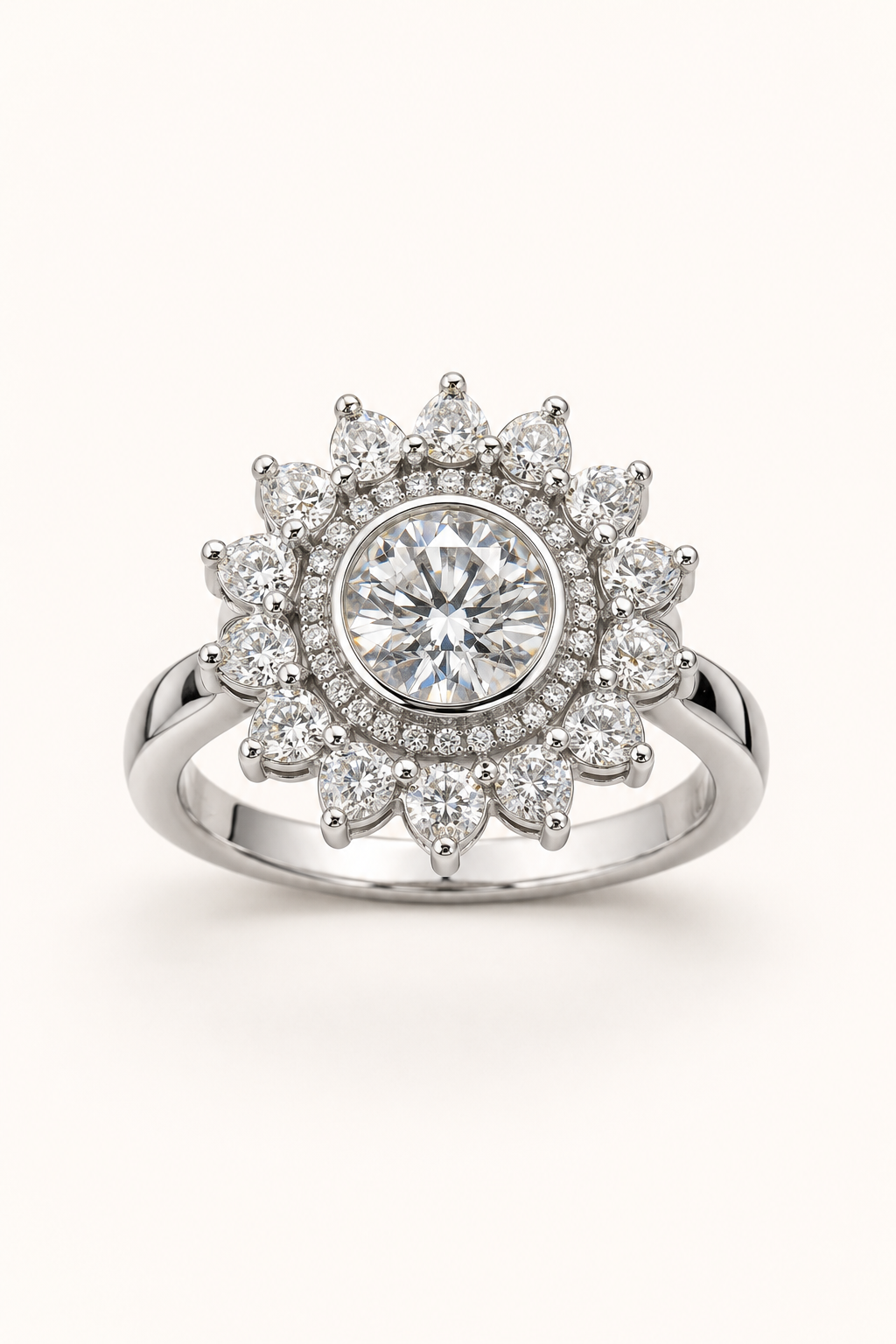 Anello Oro Bianco 18 kt con  Diamanti naturali | Atelier Orafo | nudo