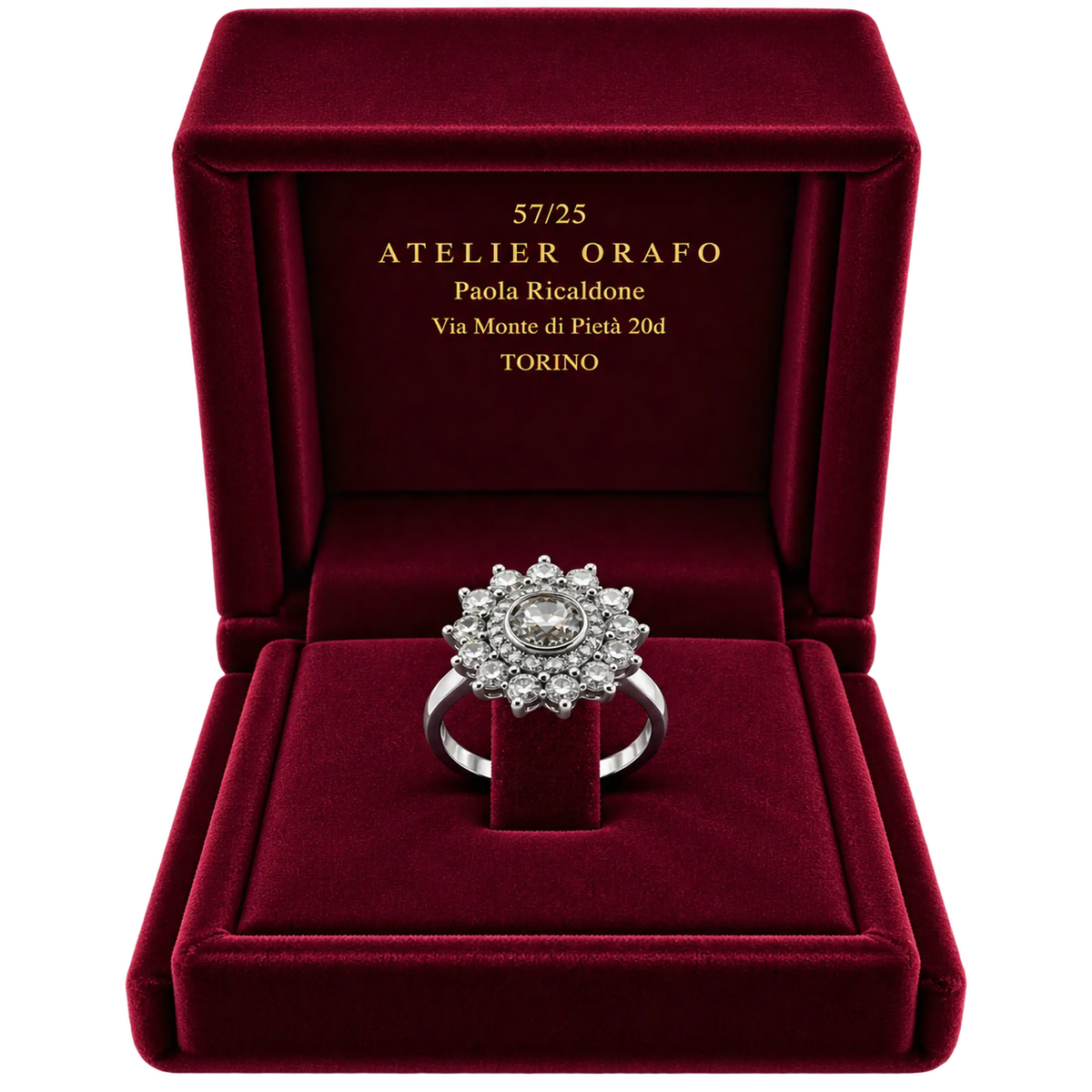 Anello Oro Bianco 18 kt con  Diamanti naturali | Atelier Orafo | scatola | 2400