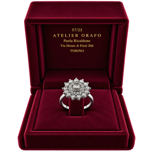 Anello Oro Bianco 18 kt con  Diamanti naturali | Atelier Orafo | scatola | 2400