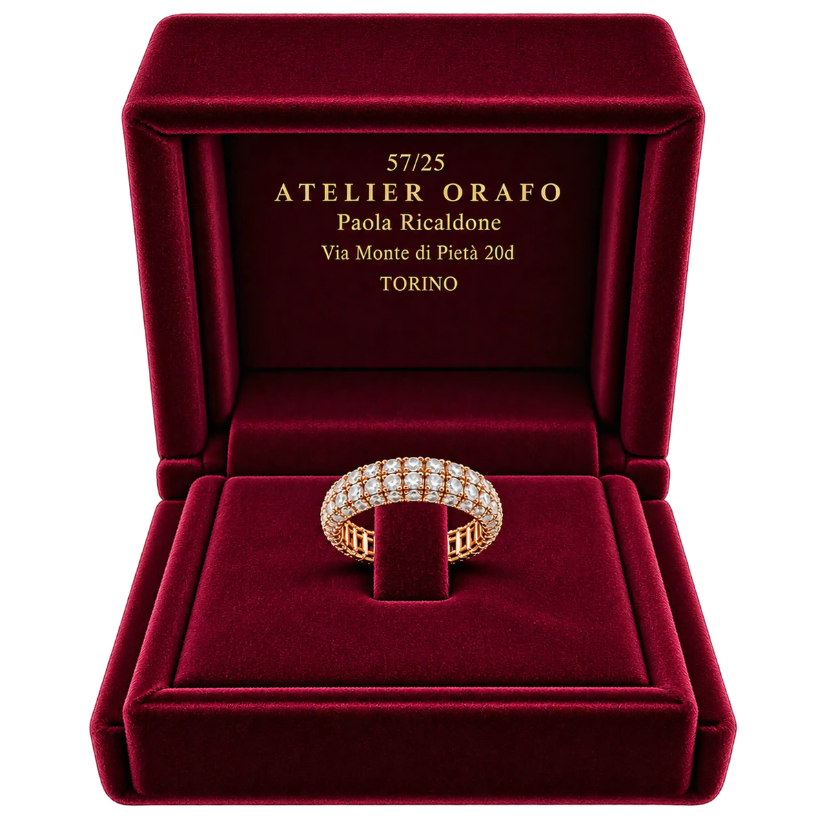 Anello Oro Rosa 18 kt con  Diamanti naturali con scatola | Atelier Orafo | Scatola4 | 2400