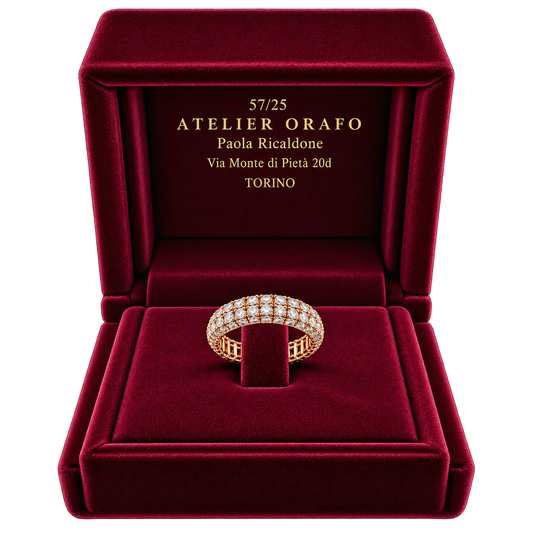 Anello Oro Rosa 18 kt con  Diamanti naturali con scatola | Atelier Orafo | Scatola4 | 2400