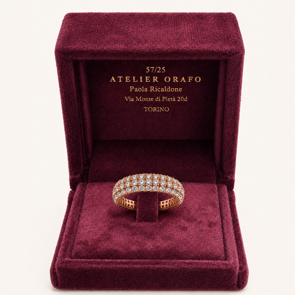 Anello Oro Rosa 18 kt con  Diamanti naturali con scatola | Atelier Orafo | Scatola