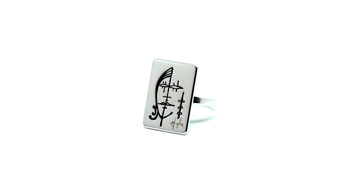 Anello Segni Angeleri Argento 925 Smalto Nero | Atelier Orafo | master