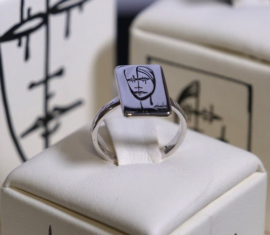 Anello Segni Angeleri Argento 925 Smalto Nero | Atelier Orafo | supporto2