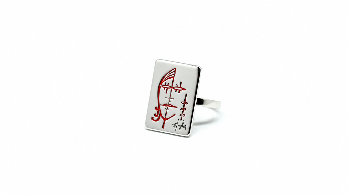 Anello Segni Angeleri Argento 925 Smalto Rosso | Atelier Orafo | master