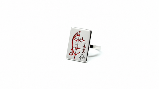 Anello Segni Angeleri Argento 925 Smalto Rosso | Atelier Orafo | master