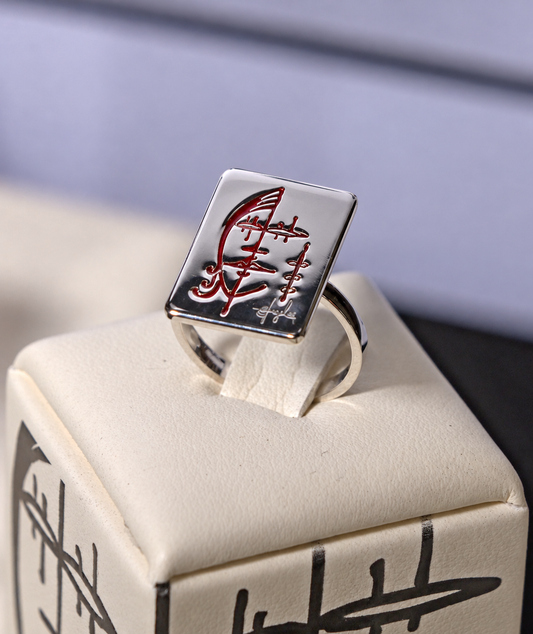 Anello Segni Angeleri Argento 925 Smalto Rosso | Atelier Orafo | supporto