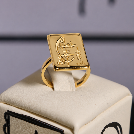 anello Segni Angeleri Lei Oro Giallo 9kt | Atelier Orafo | supporto