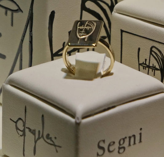 Anello Segni Angeleri Oro Giallo 9kt | Atelier Orafo | supporto