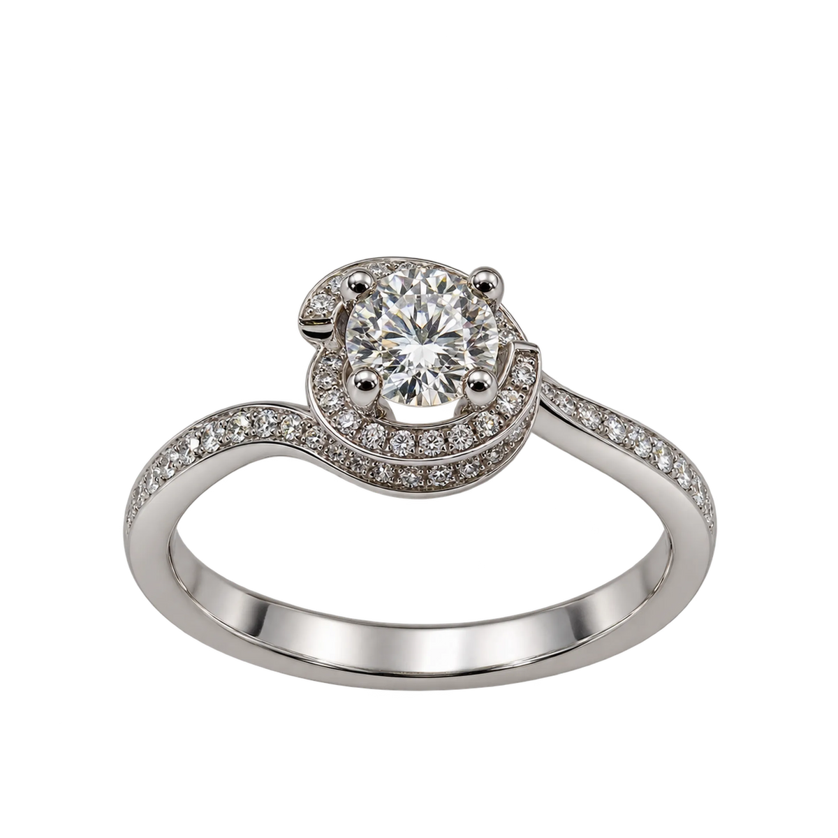 Anello Solitario Oro Bianco 18kt Diamanti Naturali 070 | Atelier Orafo | nudo