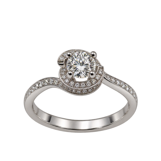 Anello Solitario Oro Bianco 18kt Diamanti Naturali 070 | Atelier Orafo | nudo