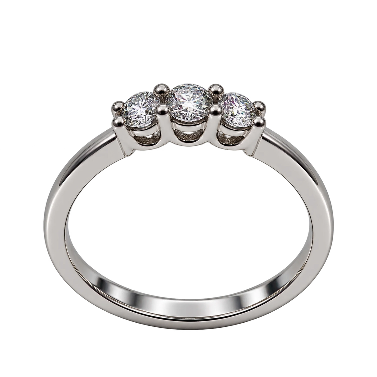 Anello Trilogy Oro Bianco 18kt con Diamanti Naturali | Atelier Orafo | nudo2