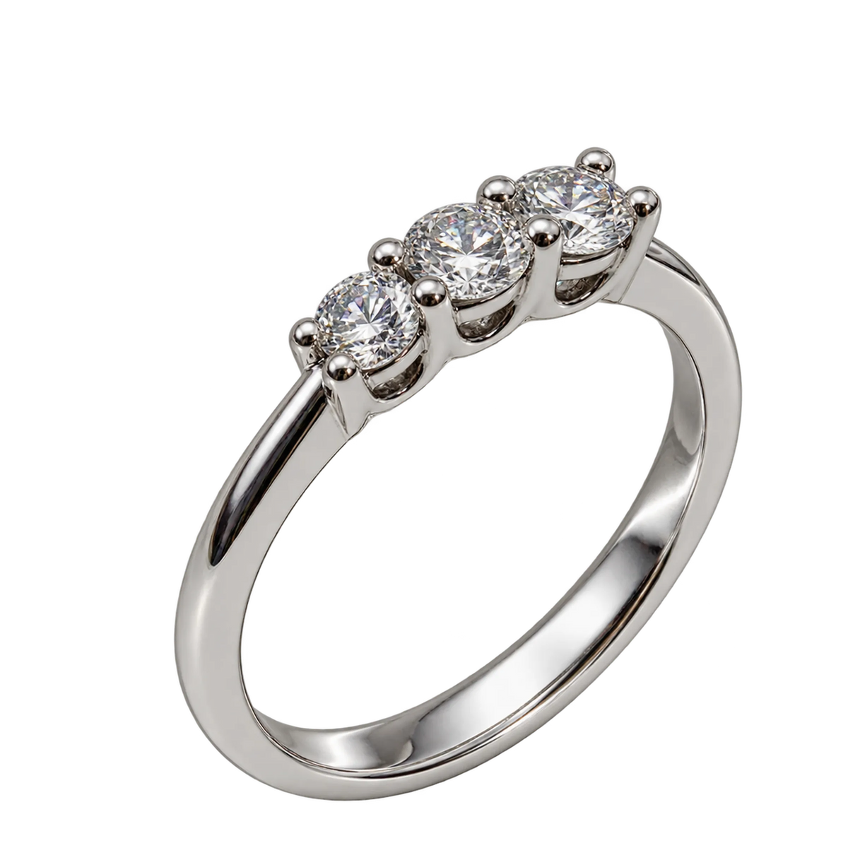 Anello Trilogy Oro Bianco 18kt con Diamanti Naturali 018 | Atelier Orafo | nudo | tras