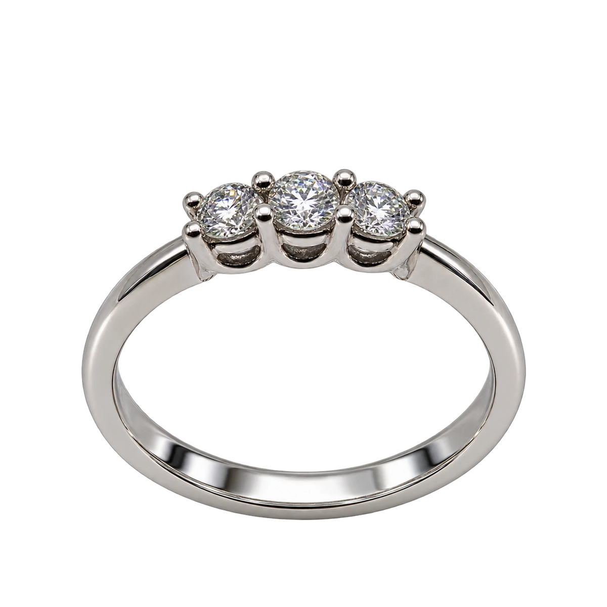 Anello Trilogy Oro Bianco 18kt con Diamanti Naturali 018 | Atelier Orafo | nudo2 | tras