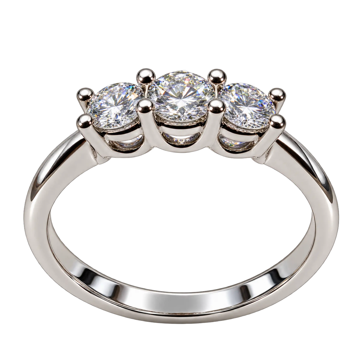 Anello Trilogy Oro Bianco 18kt con Diamanti Naturali | Atelier Orafo | nudo