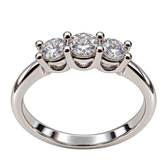 Anello Trilogy Oro Bianco 18kt con Diamanti Naturali | Atelier Orafo | nudo