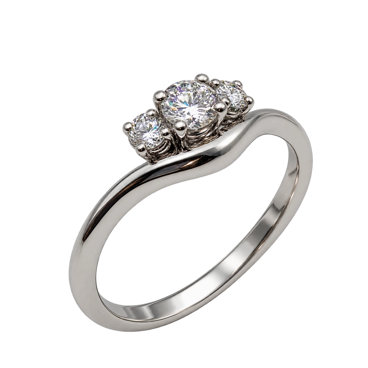 Anello Trilogy Oro Bianco 18kt con Diamanti Naturali | Atelier Orafo | nudo