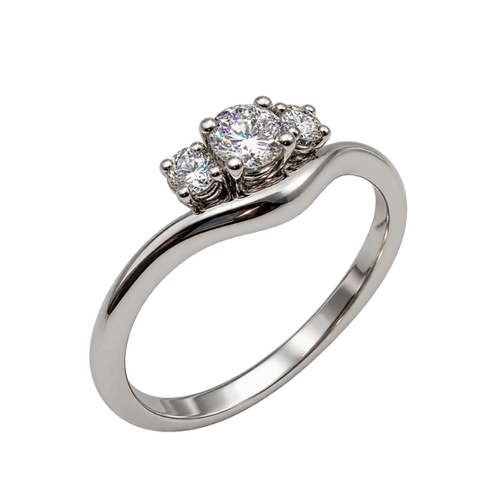 Anello Trilogy Oro Bianco 18kt con Diamanti Naturali | Atelier Orafo | nudo