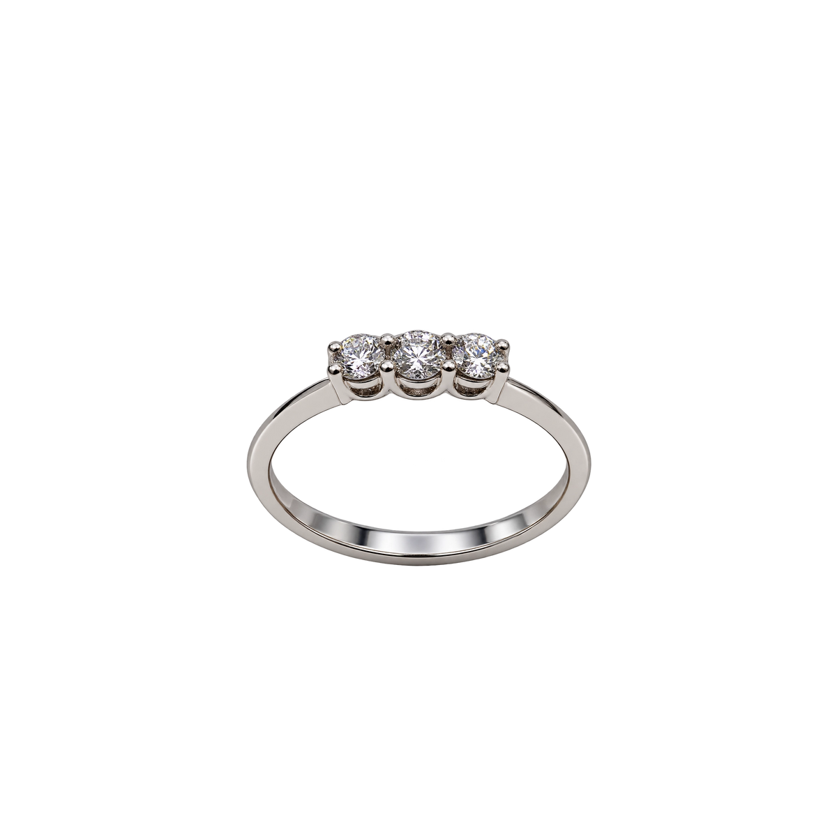 Anello Trilogy Oro Bianco 18kt con Diamanti Naturali | Atelier Orafo | nudo