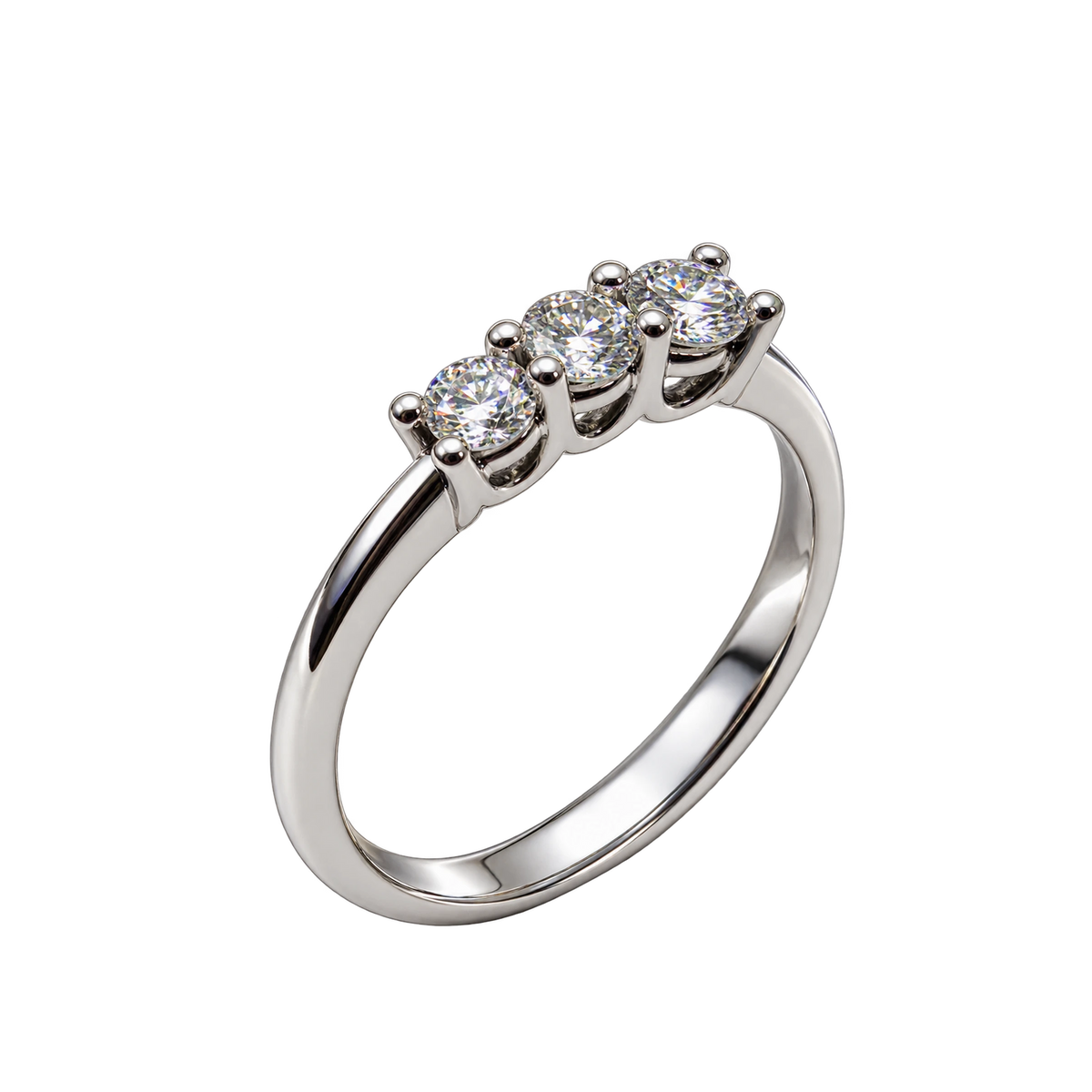 Anello Trilogy Oro Bianco 18kt con Diamanti Naturali | Atelier Orafo | nudo2