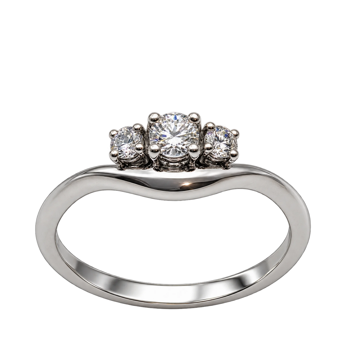 Anello Trilogy Oro Bianco 18kt con Diamanti Naturali | Atelier Orafo | nudo2