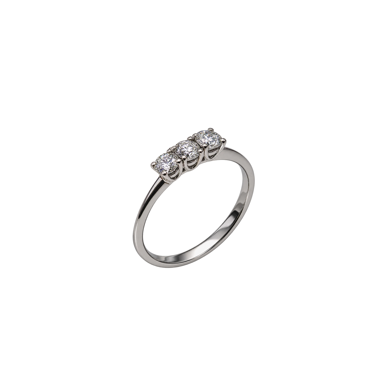 Anello Trilogy Oro Bianco 18kt con Diamanti Naturali | Atelier Orafo | nudo2