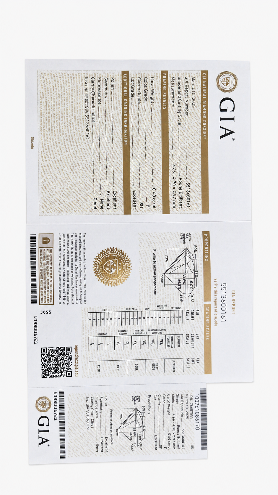 Anello Trilogy in Oro Bianco 18kt con Diamanti Naturali Certificati GIA