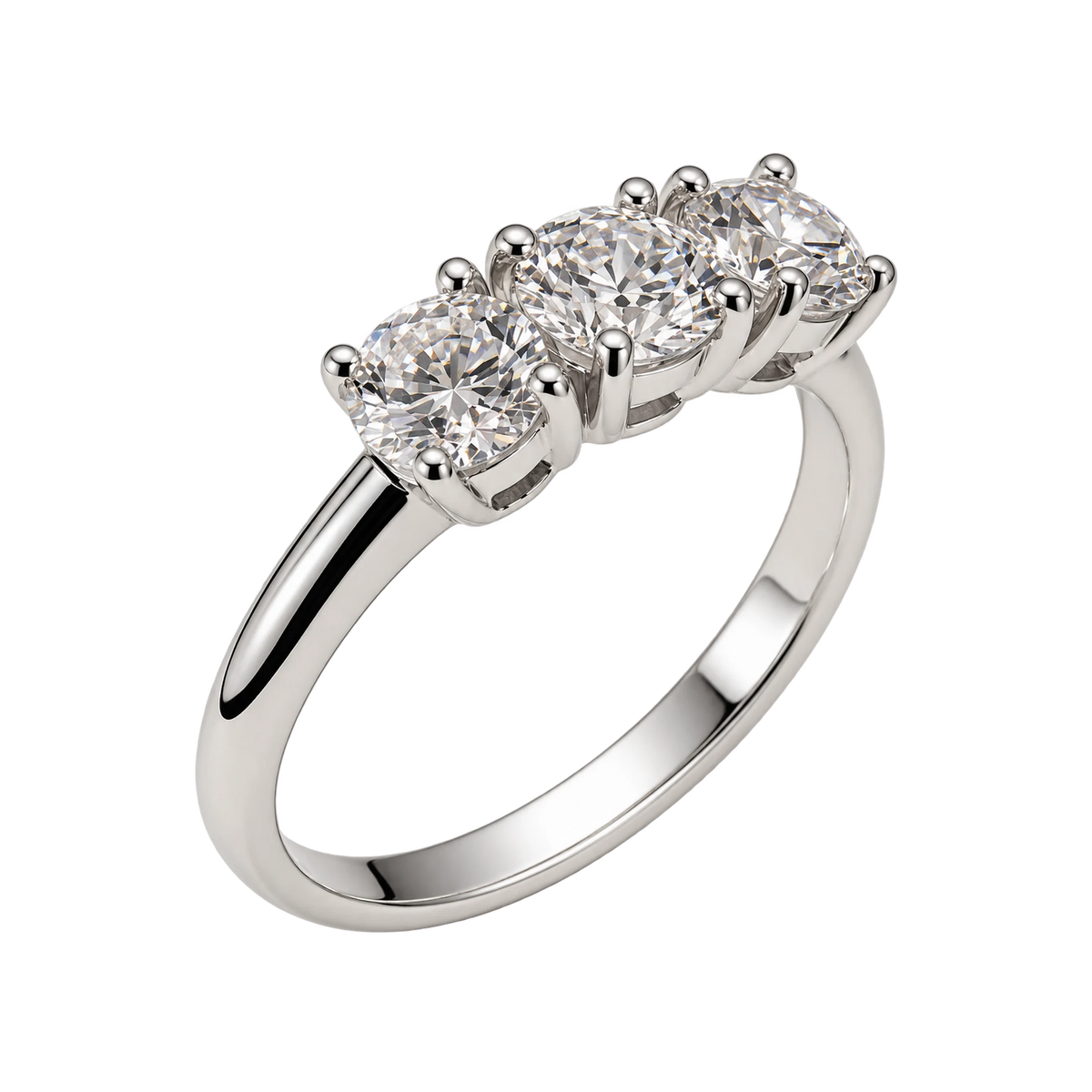 Anello Trilogy in Oro Bianco 18kt con Diamanti Naturali Certificati GIA | Atelier Orafo | nudo2 | 2400